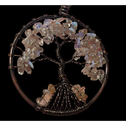 Moonstone Chip Tree Of Life Pendant Necklace