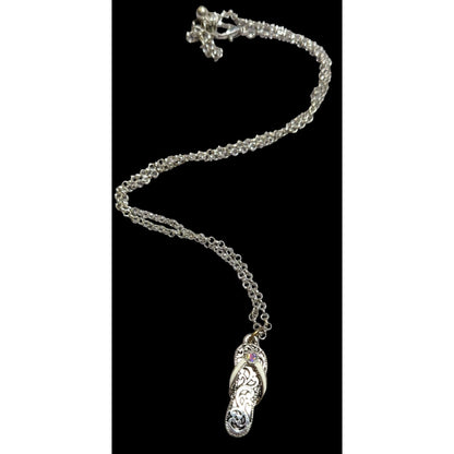 Silver Rhinestone Sandal Necklace