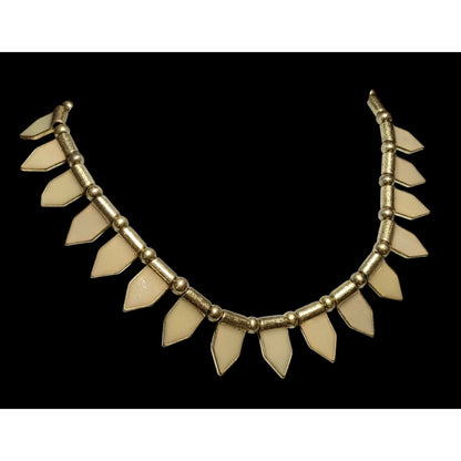 Vintage Tribal-Style Cream And Gold Neckalce