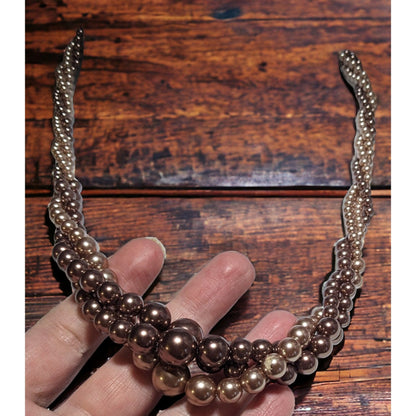 Roman Brown And Tan Twist Pearl Beaded Necklace