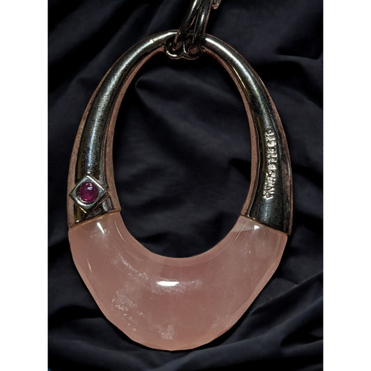 Elle Sterling Silver Rose Quartz Pendant Necklace