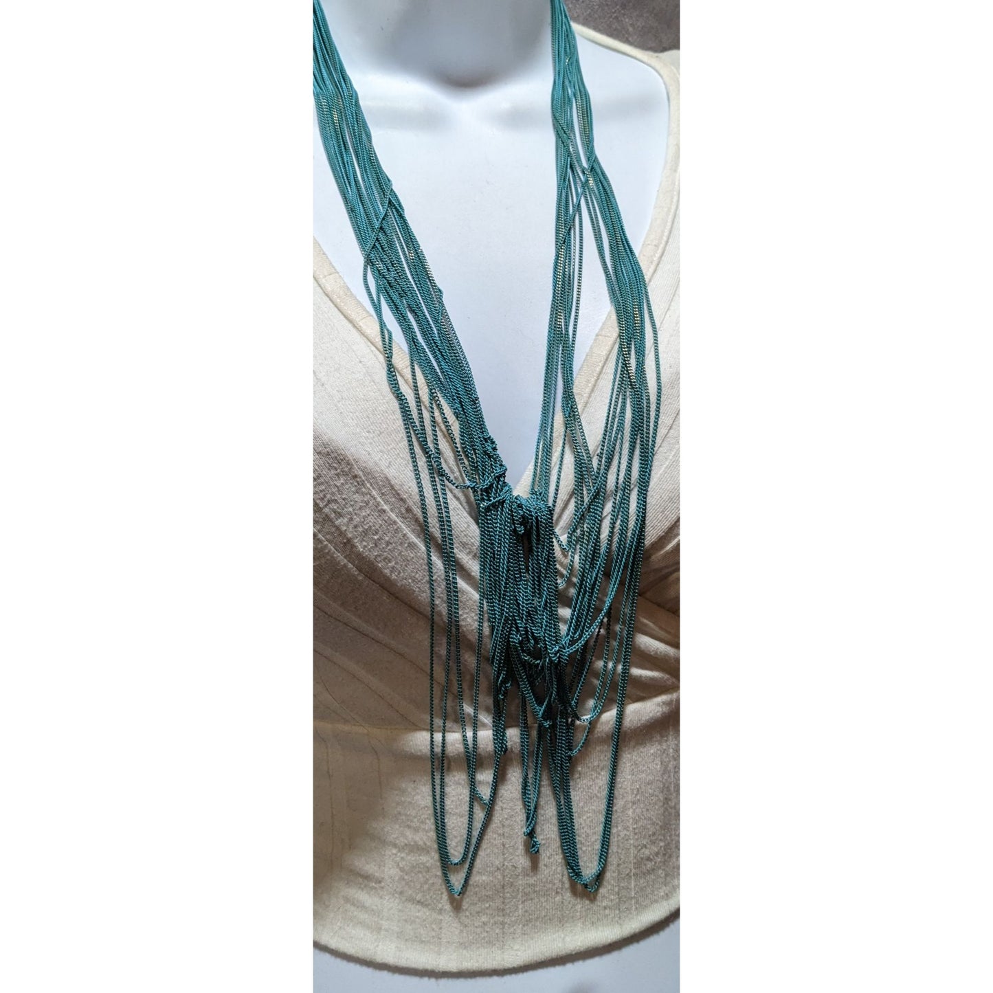 Abstract Blue Multilayer Chain Necklace