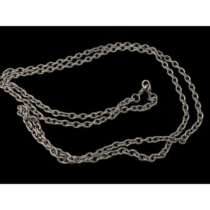 Indie Long Silver Tone Oval Link Chain Necklace Minimalist Layering Jewelry