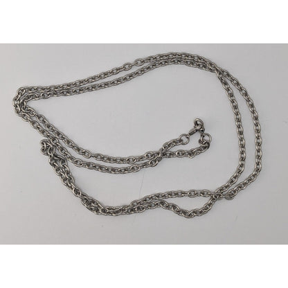 Indie Long Silver Tone Oval Link Chain Necklace Minimalist Layering Jewelry