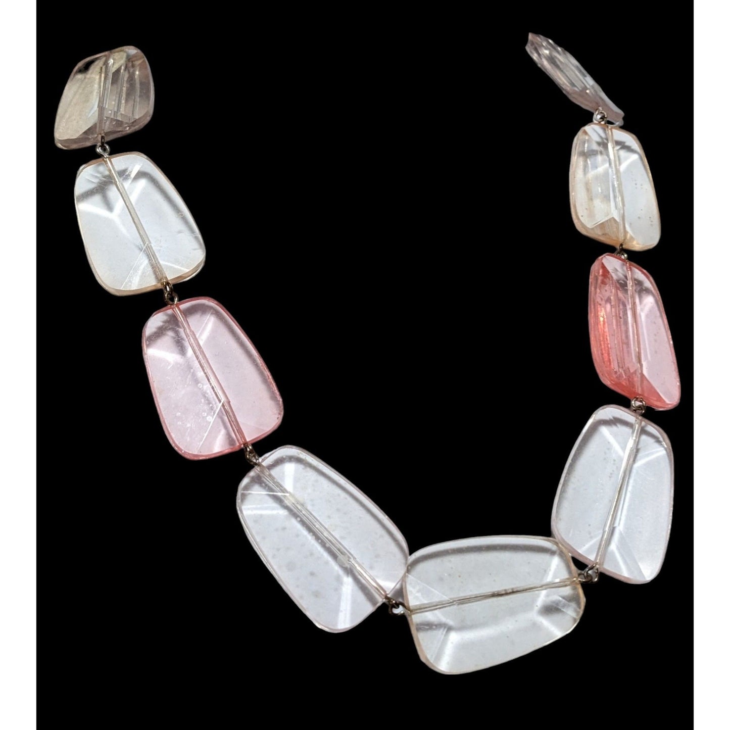 Chunky Pink And Clear Gemmed Statement Necklace