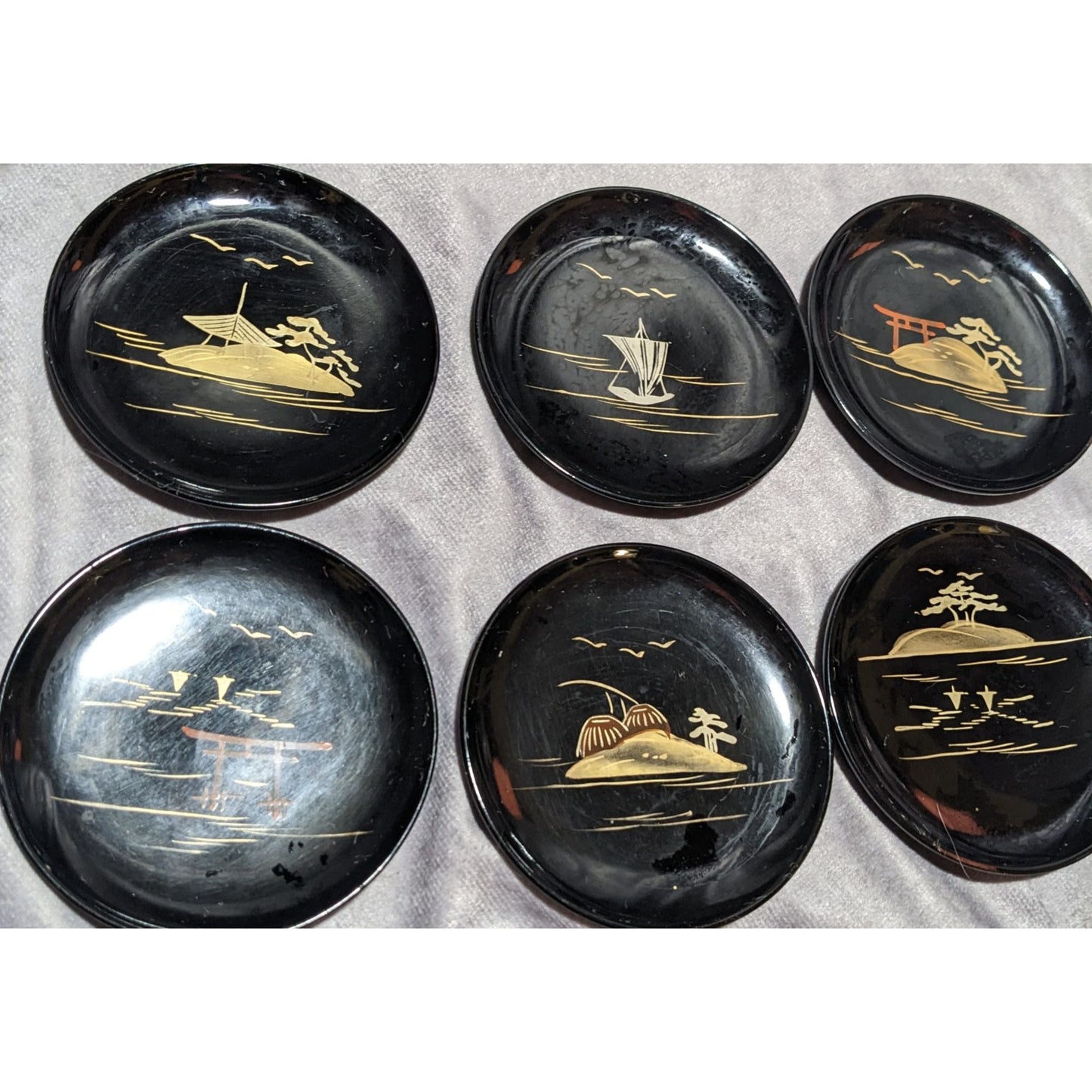 Vintage Japanese Hand Painted Coasters (6)