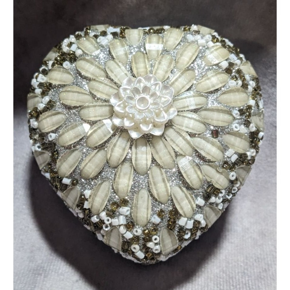 Beaded Heart Trinket Box