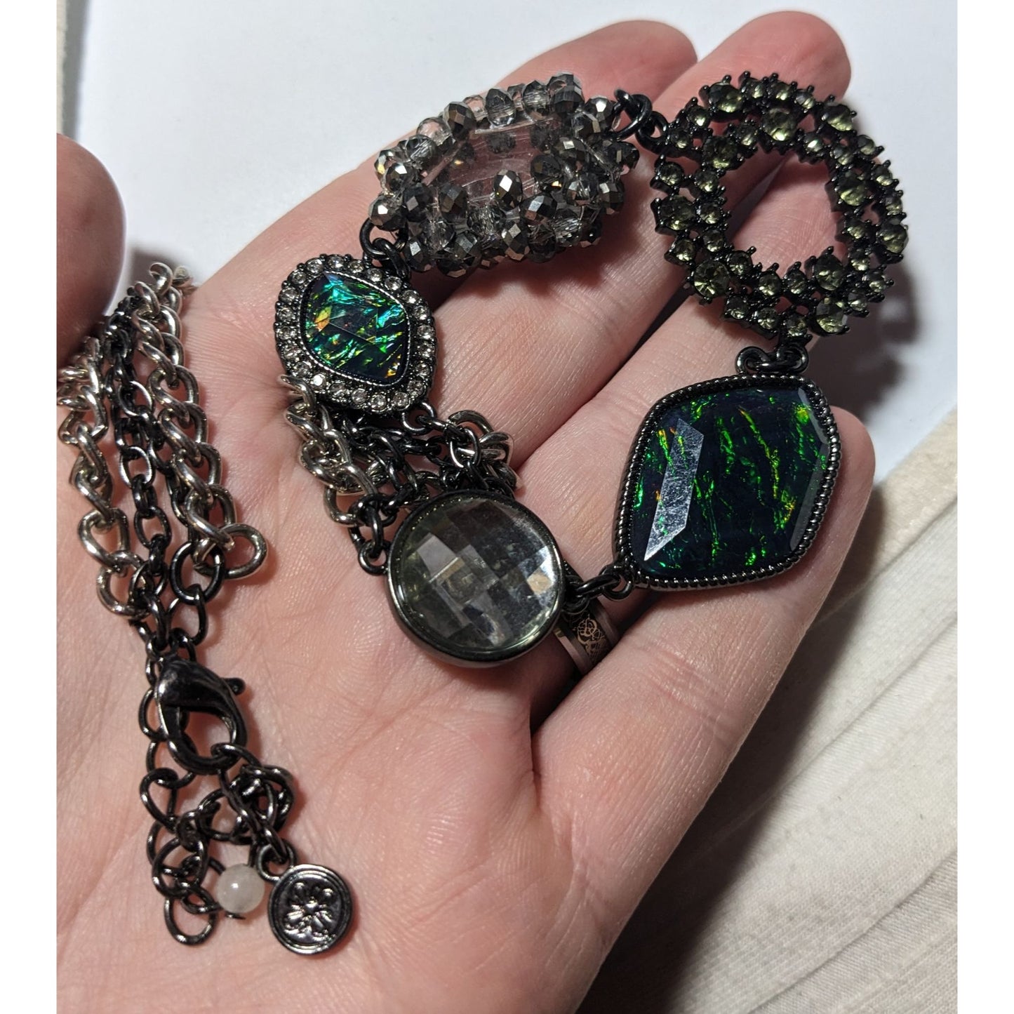 Simply Vera Green And Silver Abstract Necklace