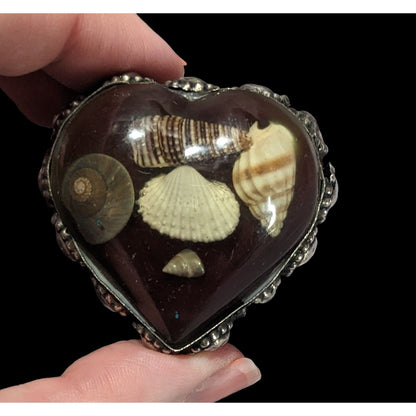 Silver Seashell Heart Trinket Box