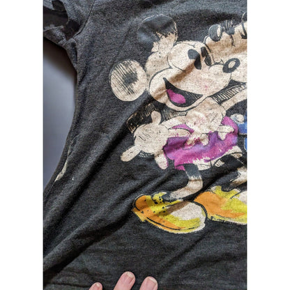 Mickey And Minnie Distressed Shark Bite Top