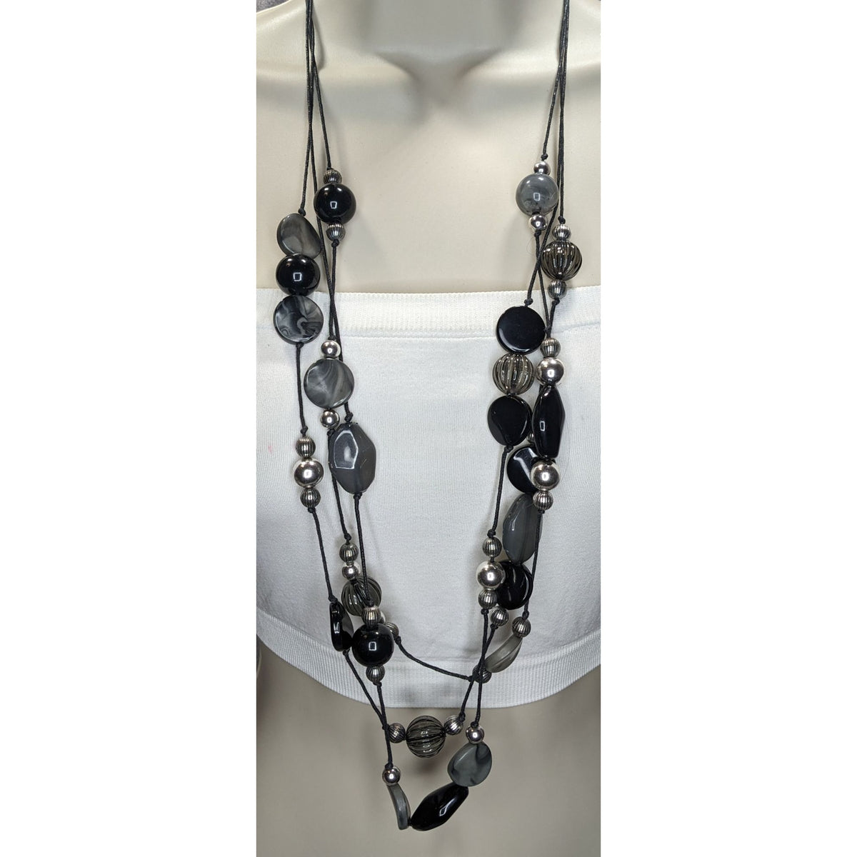 Corporate Goth Multilayer Beaded Station Necklace