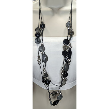 Corporate Goth Multilayer Beaded Station Necklace