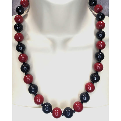 Gothic Oxblood Red Black Chunky Beaded Statement Necklace Vampire Glam