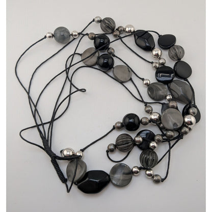 Corporate Goth Multilayer Beaded Station Necklace