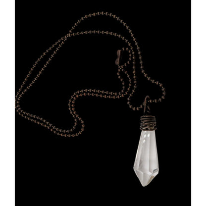 Handmade Whimsical Crystal Teardrop Prism Necklace With Copper Wire Wrap