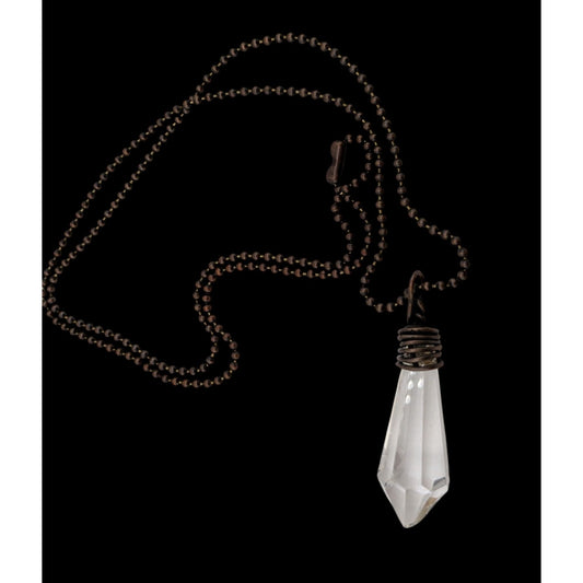 Handmade Whimsical Crystal Teardrop Prism Necklace With Copper Wire Wrap