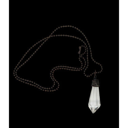 Handmade Whimsical Crystal Teardrop Prism Necklace With Copper Wire Wrap