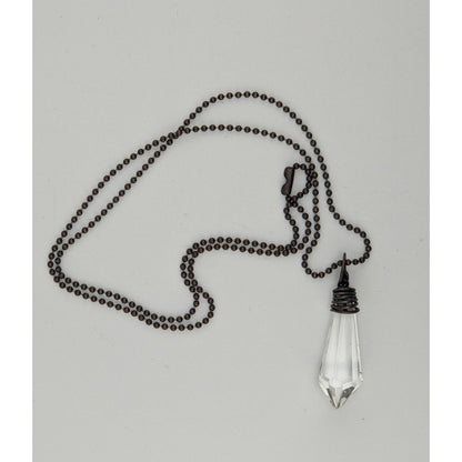 Handmade Whimsical Crystal Teardrop Prism Necklace With Copper Wire Wrap