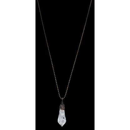 Handmade Whimsical Crystal Teardrop Prism Necklace With Copper Wire Wrap