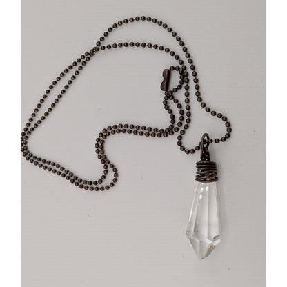 Handmade Whimsical Crystal Teardrop Prism Necklace With Copper Wire Wrap