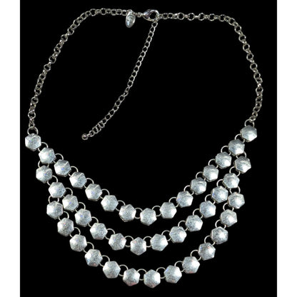 Charming Charlie Modern Hexagonal Concave Multilayer Link Necklace