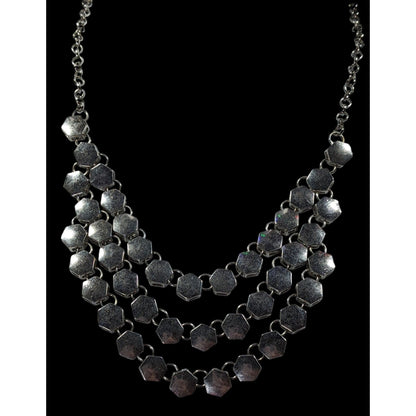 Charming Charlie Modern Hexagonal Concave Multilayer Link Necklace