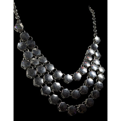 Charming Charlie Modern Hexagonal Concave Multilayer Link Necklace