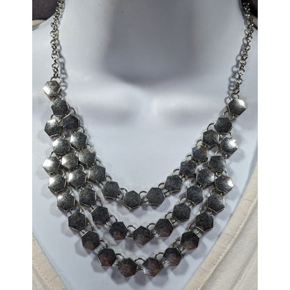 Charming Charlie Modern Hexagonal Concave Multilayer Link Necklace