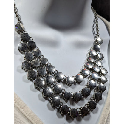 Charming Charlie Modern Hexagonal Concave Multilayer Link Necklace