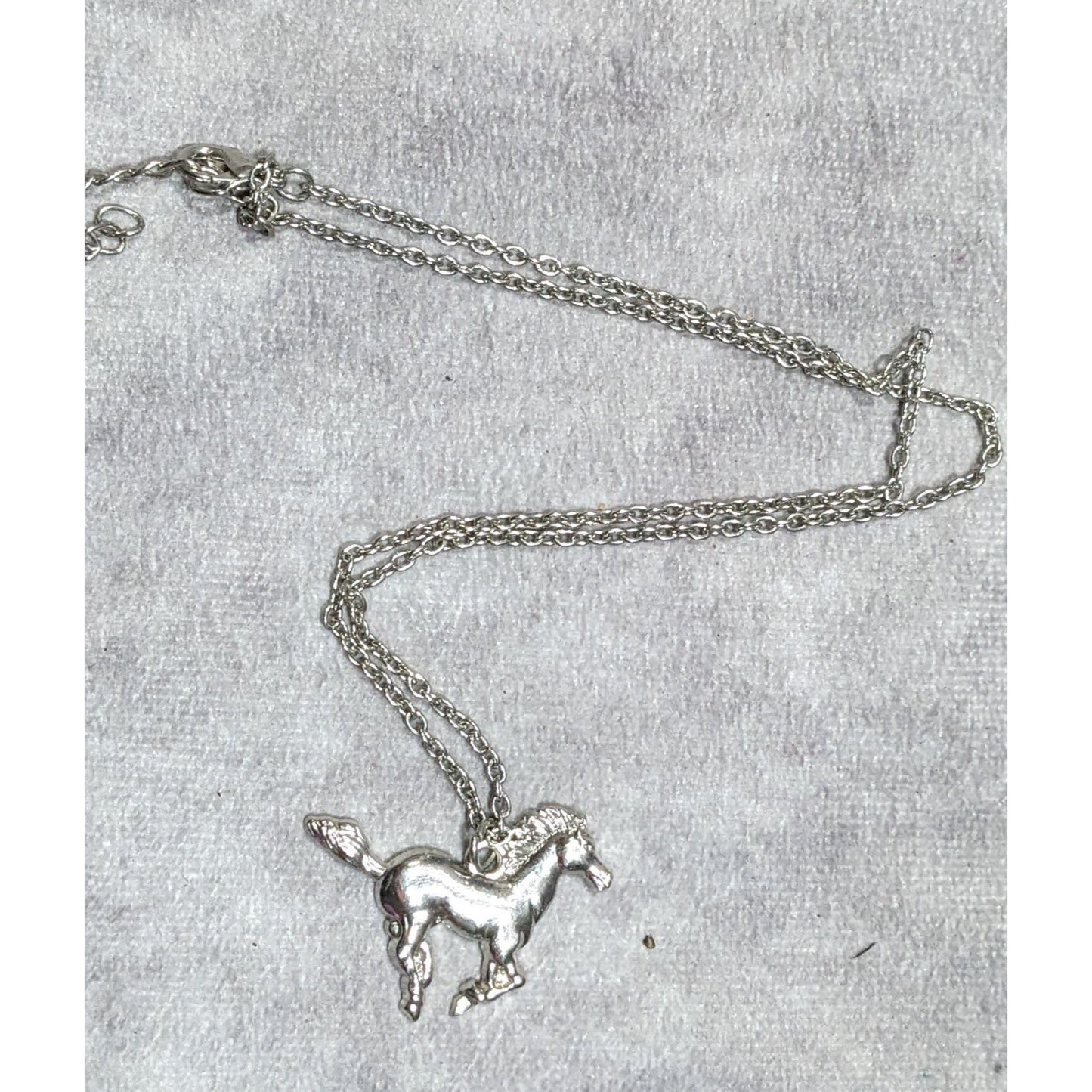 Mustang Horse Silver Tone Pendant Necklace