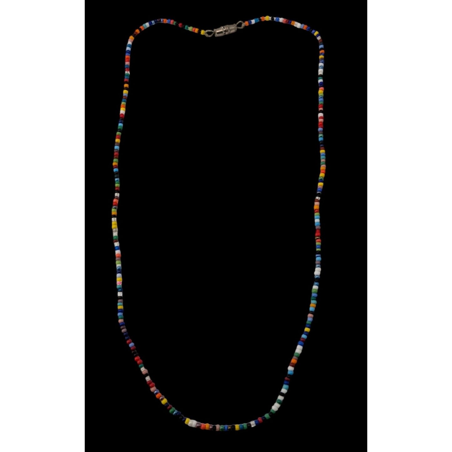 Rainbow Glass Seed Bead Necklace Colorful Minimalist Y2K Boho Jewelry