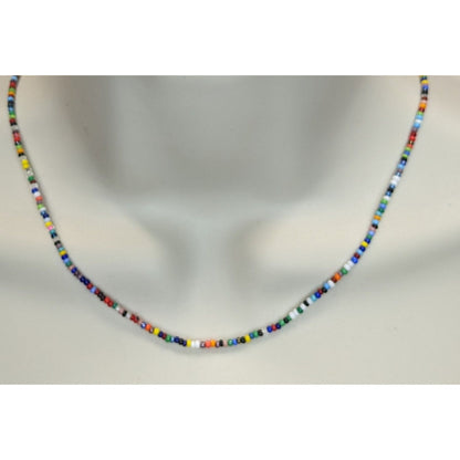 Rainbow Glass Seed Bead Necklace Colorful Minimalist Y2K Boho Jewelry
