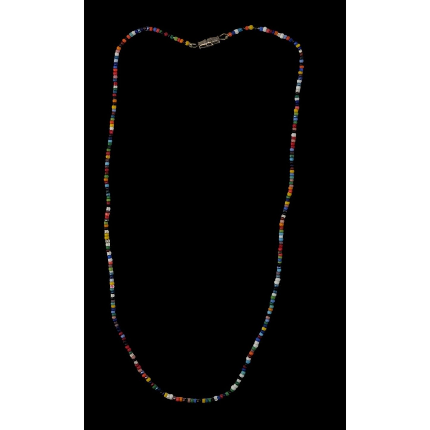 Rainbow Glass Seed Bead Necklace Colorful Minimalist Y2K Boho Jewelry