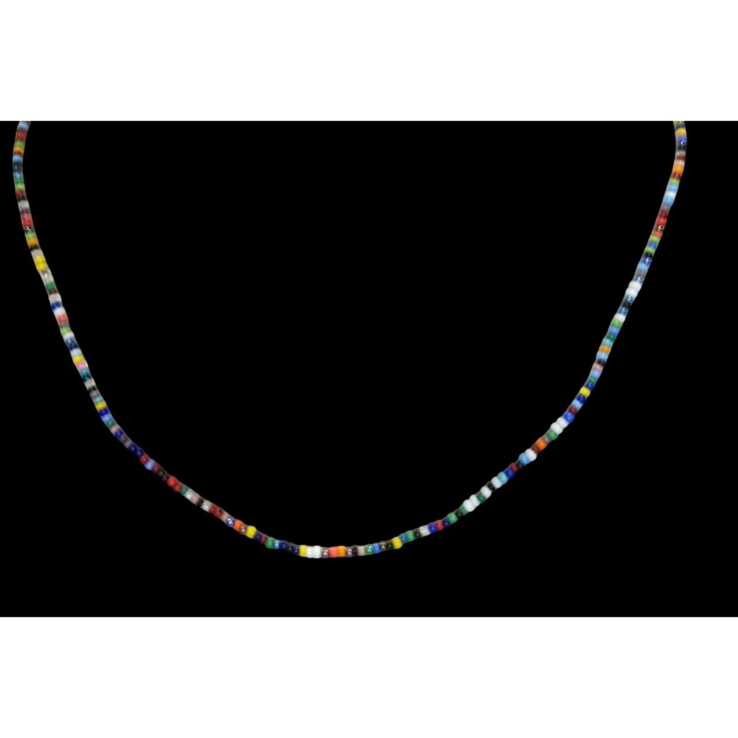 Rainbow Glass Seed Bead Necklace Colorful Minimalist Y2K Boho Jewelry