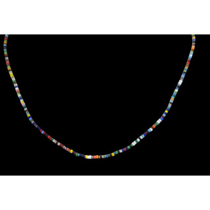 Rainbow Glass Seed Bead Necklace Colorful Minimalist Y2K Boho Jewelry