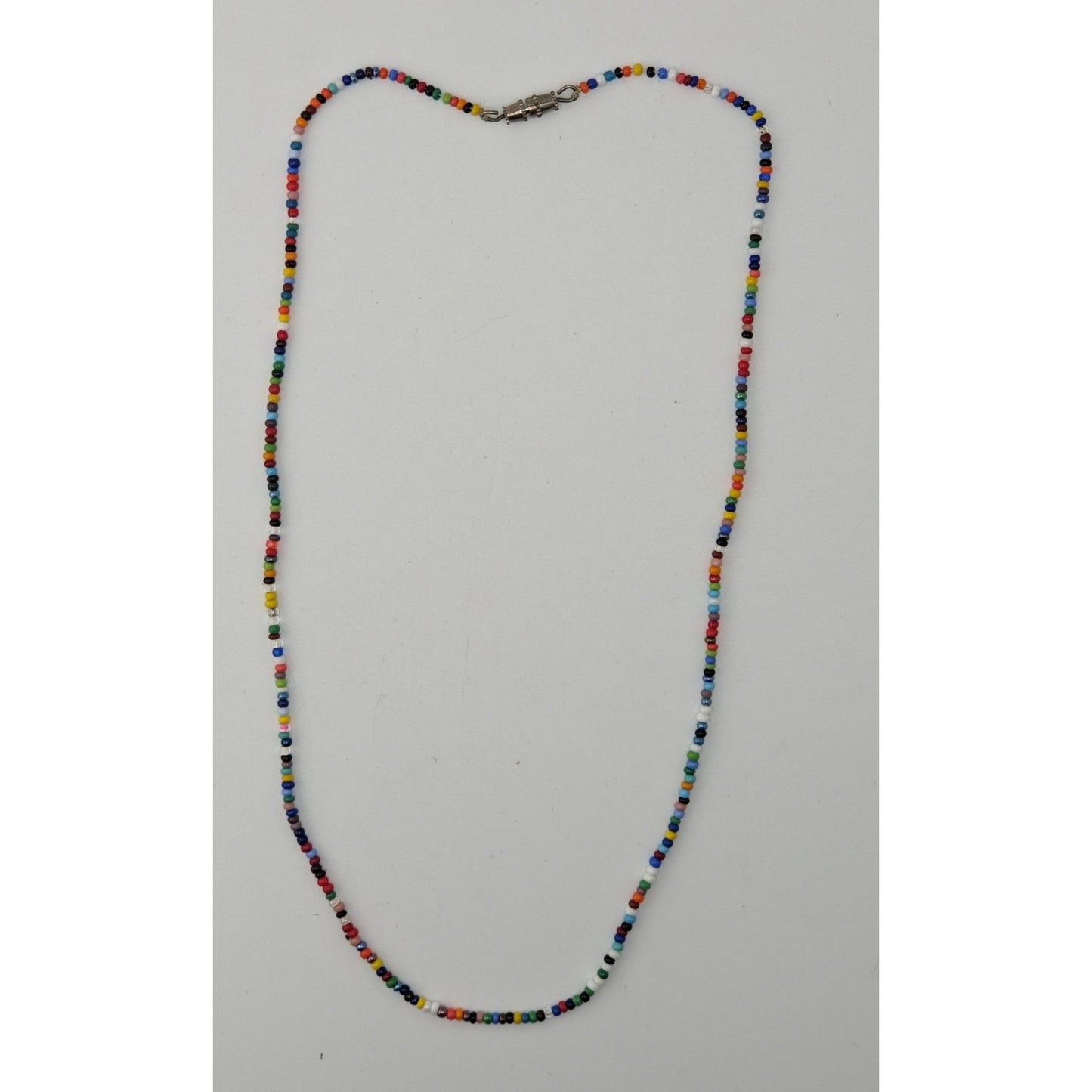 Rainbow Glass Seed Bead Necklace Colorful Minimalist Y2K Boho Jewelry