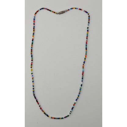Rainbow Glass Seed Bead Necklace Colorful Minimalist Y2K Boho Jewelry