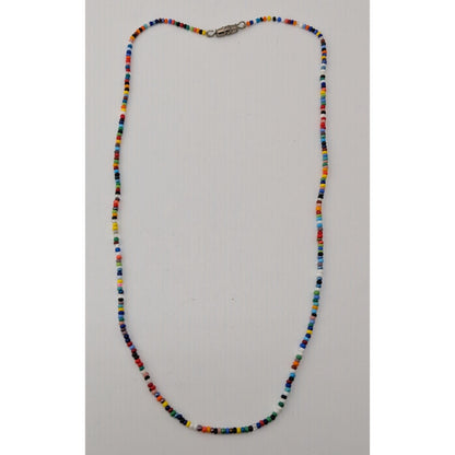 Rainbow Glass Seed Bead Necklace Colorful Minimalist Y2K Boho Jewelry