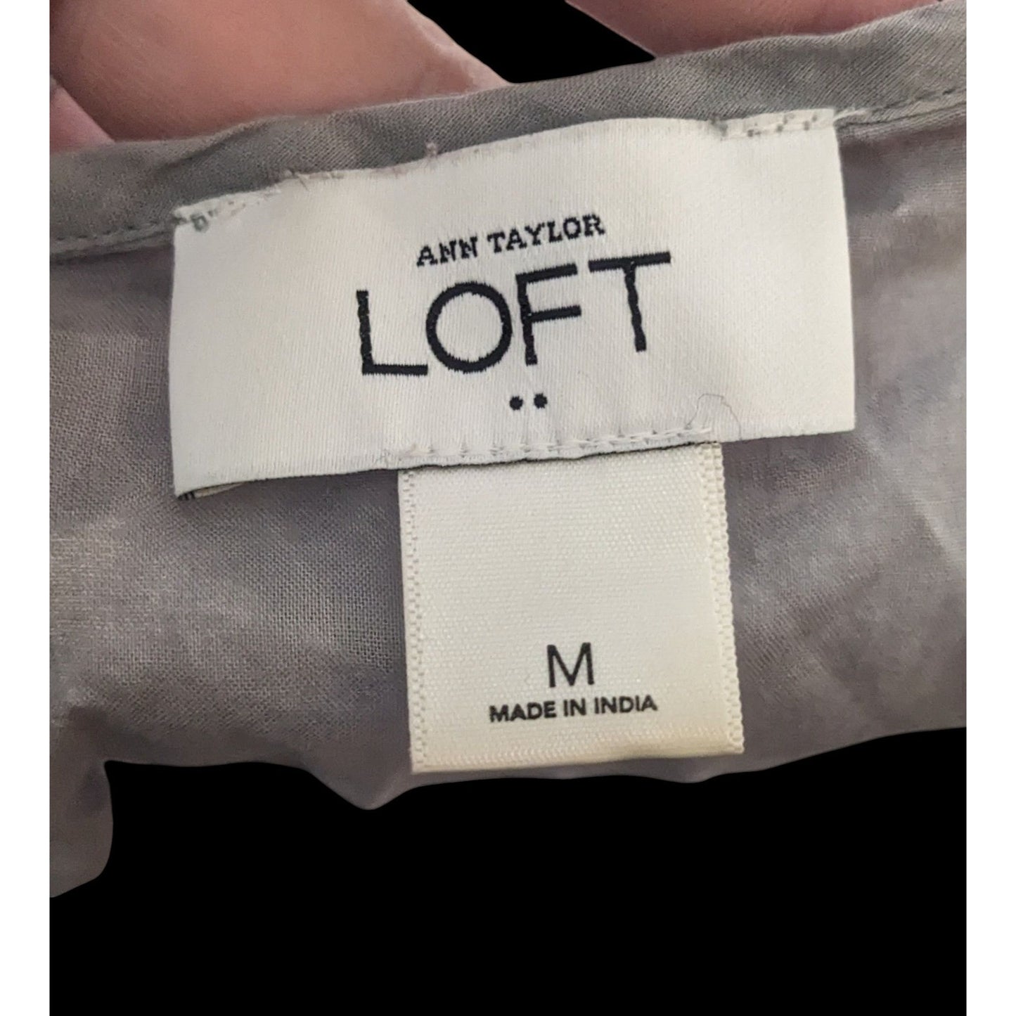 Loft Peasant Top Light Grey With White Embroidery Size Medium