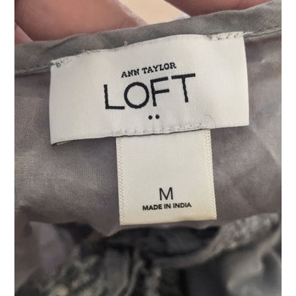 Loft Peasant Top Light Grey With White Embroidery Size Medium