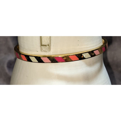 Kate Spade Three Cheers Enamel Bangle Bracelet Goldtone Multicolor