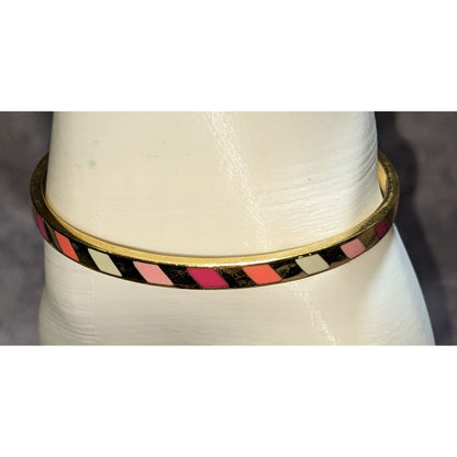 Kate Spade Three Cheers Enamel Bangle Bracelet Goldtone Multicolor