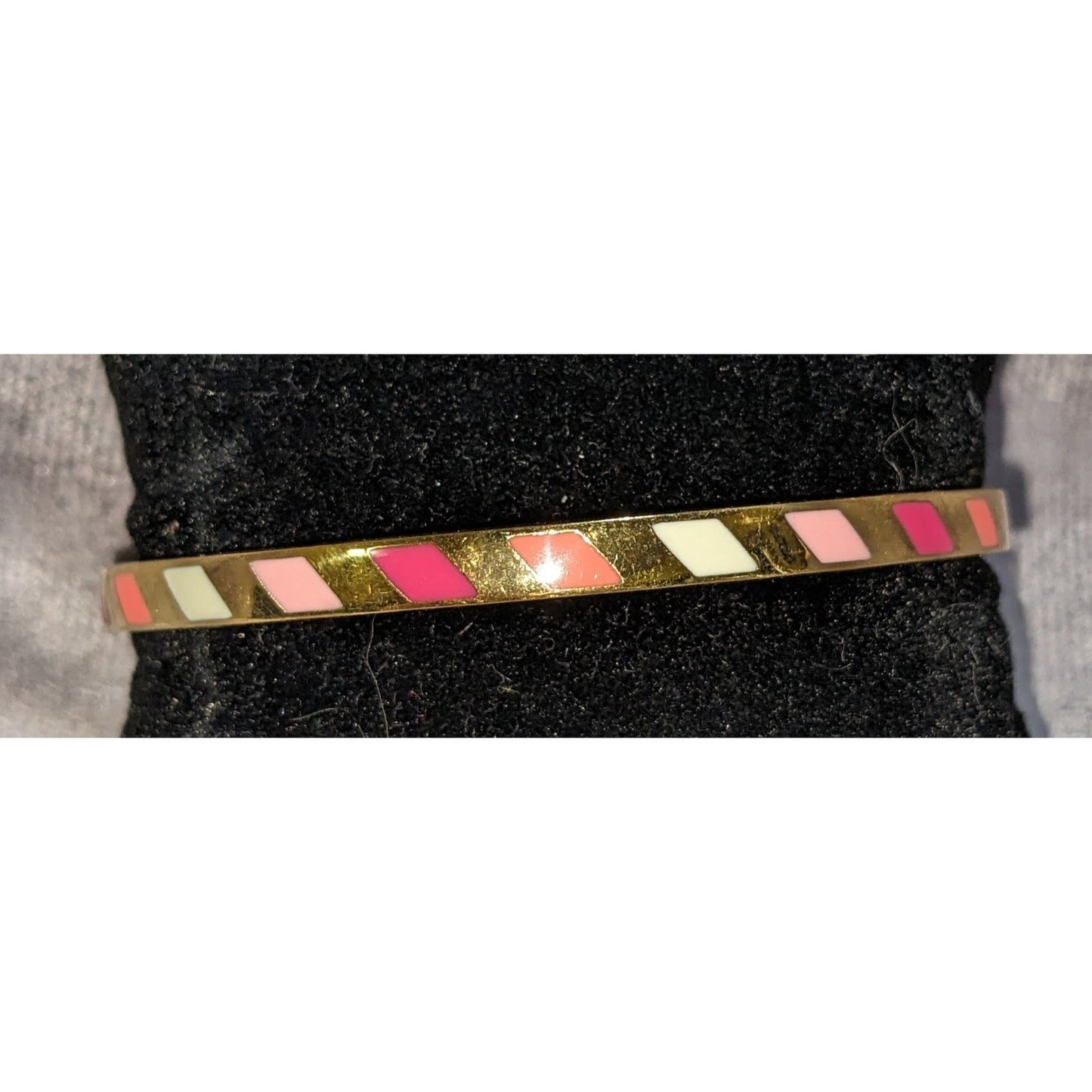 Kate Spade Three Cheers Enamel Bangle Bracelet Goldtone Multicolor