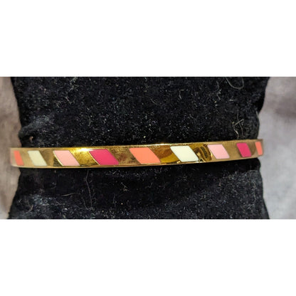 Kate Spade Three Cheers Enamel Bangle Bracelet Goldtone Multicolor