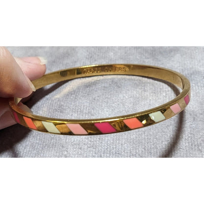 Kate Spade Three Cheers Enamel Bangle Bracelet Goldtone Multicolor