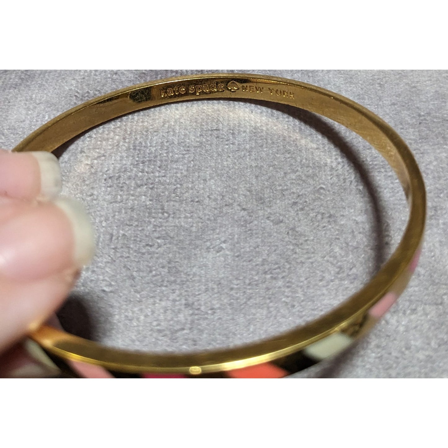 Kate Spade Three Cheers Enamel Bangle Bracelet Goldtone Multicolor
