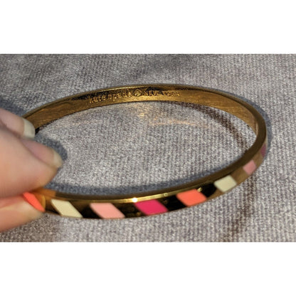 Kate Spade Three Cheers Enamel Bangle Bracelet Goldtone Multicolor