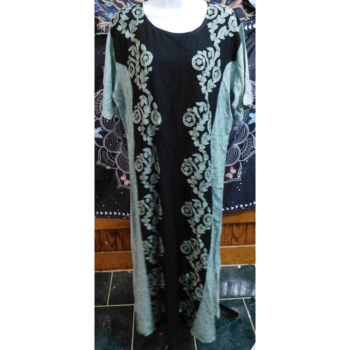 Honey Brand Green And Black Floral Dress