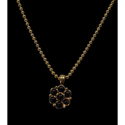Elegant Retro Black And Gold Tone Flower Pendant Necklace