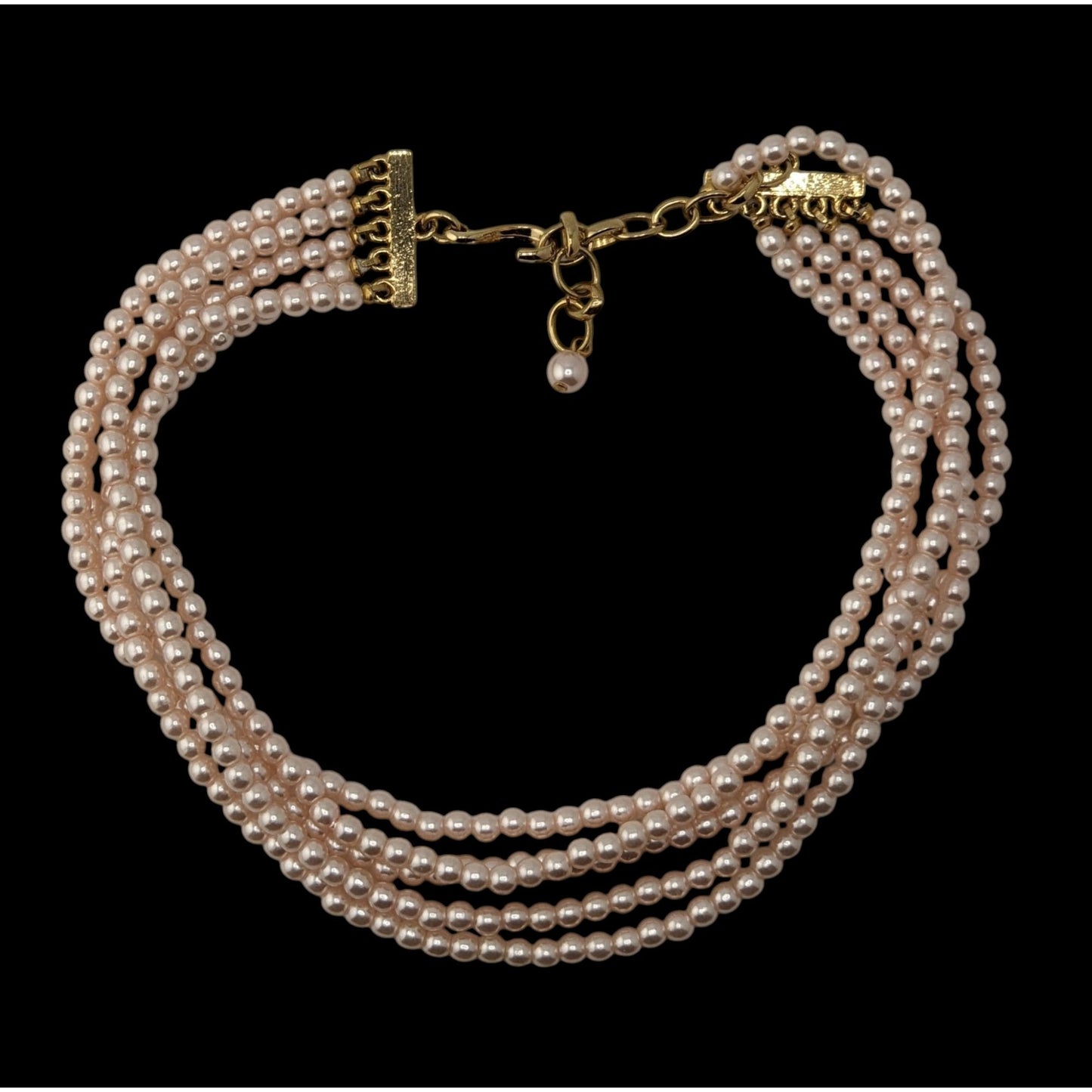 Coquette Layered Pink Faux Pearl Necklace Multi Strand Romantic Statement Jewelry